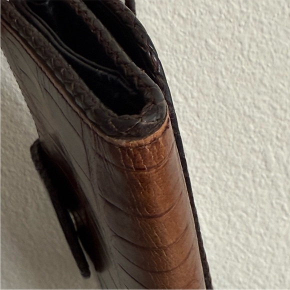 Brighton Convertible Croc Leather Crossbody Organizer Bag Wallet Brown - Picture 7 of 13